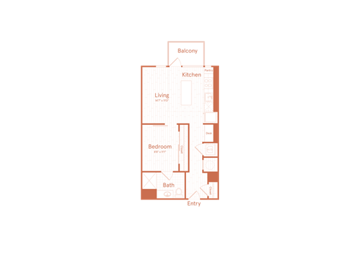 A floor plan of a house with labeled rooms including a living room, kitchen, bedroom, and bathroom.