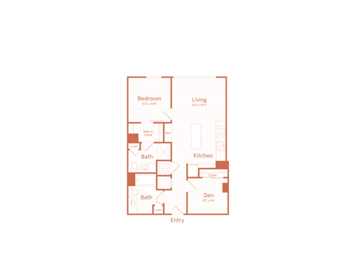 A diagram of a house layout with labeled rooms such as Bedroom, Bath, Kitchen, and Living room.