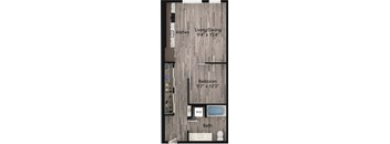 floor plan for a small bathroom with a toilet and a bath tub