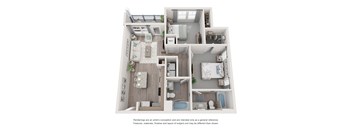 A floor plan of a house with a kitchen, living room, and bedrooms.
