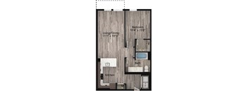 a floor plan drawing of a 1 bedroom apartment