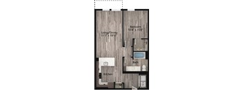 a floor plan drawing of a 1 bedroom apartment