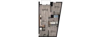 a floor plan drawing of a 2 bedroom, 1 bath apartment