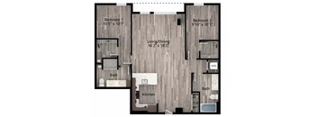 a floor plan drawing of a 2 bedroom, 2 bath apartment