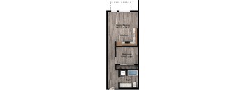 a floor plan drawing of a 1 bedroom, 1 bath apartment