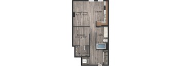 a floor plan drawing of a 1 bedroom apartment