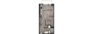 a floor plan drawing of a 1 bedroom apartment