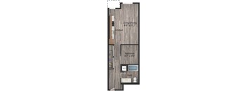 a floor plan drawing of a 1 bedroom apartment