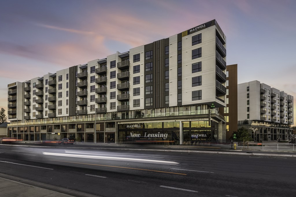 A large building with the words