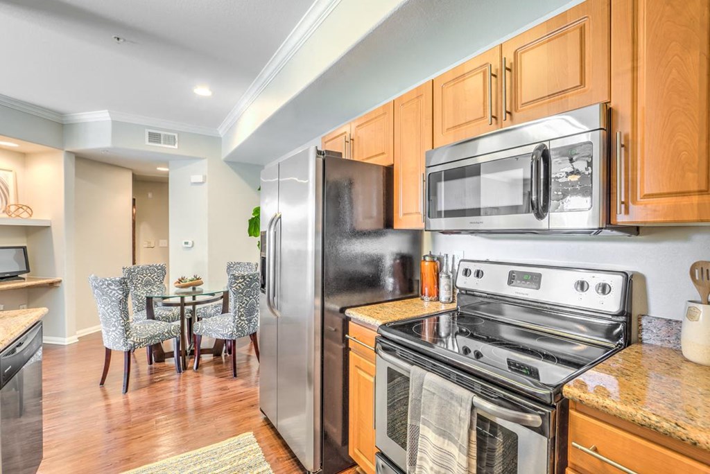 Kitchen cabinets at Stone Canyon Apartments, California,92507