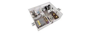 A 10x8 room with a bed, desk, and chair.