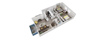 bedroom floor plan an in 3d