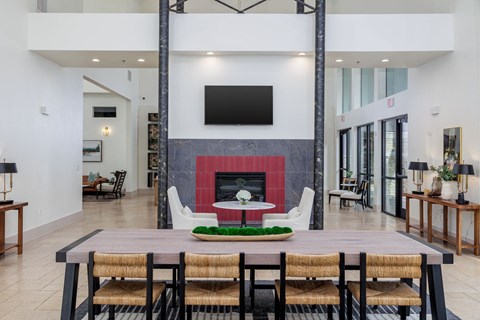 Fireplace in the resident lounge