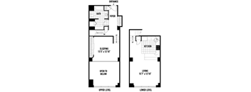the floor plan of a small house with a kitchen and a living room