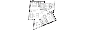 A black and white image of a floor plan for a house with three bedrooms.