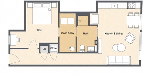 a floor plan of a house with a bedroom and a bathroom