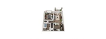 a furnished floor plan of a 1 bedroom apartment