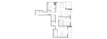 A black and white image of a house floor plan.
