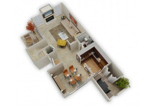 Three Bedroom Townhome floor plan.