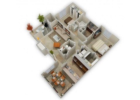 Two Bedroom floor plan.