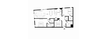 A black and white floor plan of an apartment.