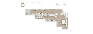 A floor plan of a garden flat with a bedroom, living room, kitchen, and bathroom.