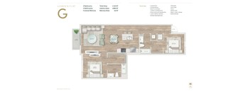 A floor plan of a Garden Flat with a kitchen, living room, and two bedrooms.
