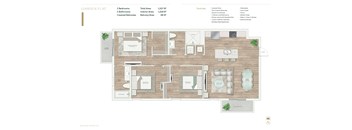 A floor plan of a garden flat with a detailed layout of the rooms and their dimensions.