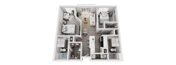 a 3d floor plan of a house with a bedroom and living room