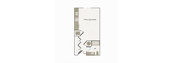 a floor plan of a 1 bedroom apartment at the residences at silver hill in suitland,
