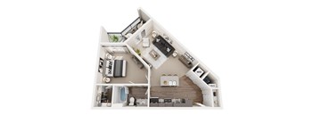 A top-down view of a house layout with labeled rooms.