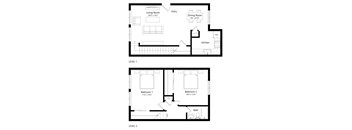 floor plan of the lower level and the upper level