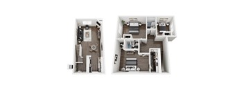 3Bd 2Bth Floor Plan at NoVa Townhomes, California, 91304