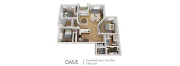 OASIS Floor Plan at SkyStone Apartments, New Mexico