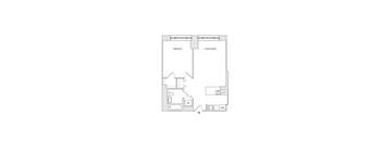 a floor plan of a house with a bedroom and a living room