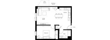 a blueprint of a living room with a big star on it