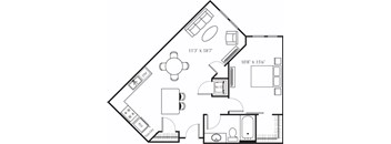 A black and white image of a house floor plan.