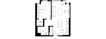 a floor plan of a room with a bedroom and a living room