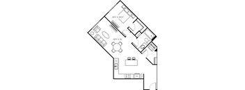A black and white floor plan of a house with rooms labeled.