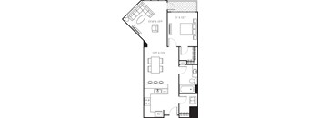 A black and white image of a floor plan for a house.