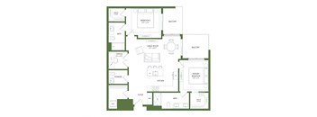 A floor plan of a house with a primary bedroom, bathroom, and foyer.