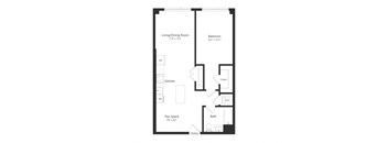 a floor plan of a 1 bedroom floor plan