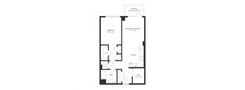 a floor plan of a 1 bedroom floor plan