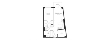 a floor plan of a unit with an open floor plan