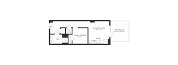 a floor plan of a house with a bedroom and a living room