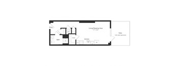 a floor plan of a house with a bedroom and a living room