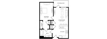 a floor plan of a one bedroom
