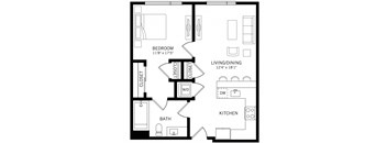 a floor plan with one bedroom