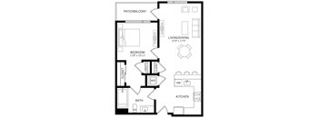 a floor plan of a one bedroom floor plan