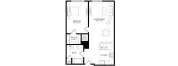 a floor plan of a room with a bedroom and a bathroom